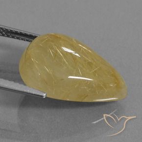 Rutile Quartz Gemstone in 18.8 x 13.7 mm Size for Sale, Rutile Quartz Stone in Golden-Yellow Color