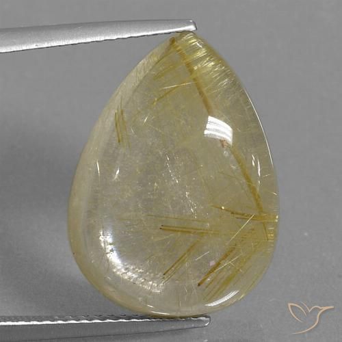 14.46ct Natural Very Light Golden-Brown Rutile Quartz, Pear Shape, Transparent