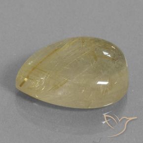 14.46 ct Golden Rutile Quartz Stone, Natural Rutile Quartz in Pear Cabochon Shape for Sale