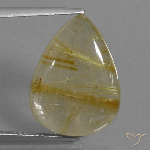 10.78ct Natural Very Light Golden-Brown Rutile Quartz, Pear Shape, Transparent