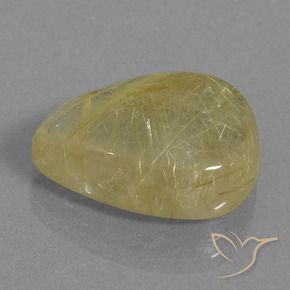 13.63 ct Golden Rutile Quartz Stone, Natural Rutile Quartz in Pear Cabochon Shape for Sale