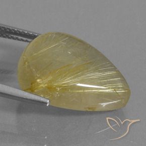 Rutile Quartz Gemstone in 19 x 14.2 mm Size for Sale, Rutile Quartz Stone in Golden-Yellow Color
