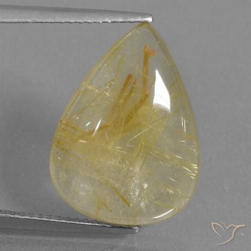 9.59ct Natural Golden-Yellow Rutile Quartz, Pear Shape, Transparent