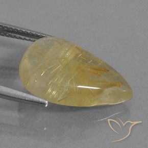 Rutile Quartz Gemstone in 19 x 14 mm Size for Sale, Rutile Quartz Stone in Golden-Yellow Color