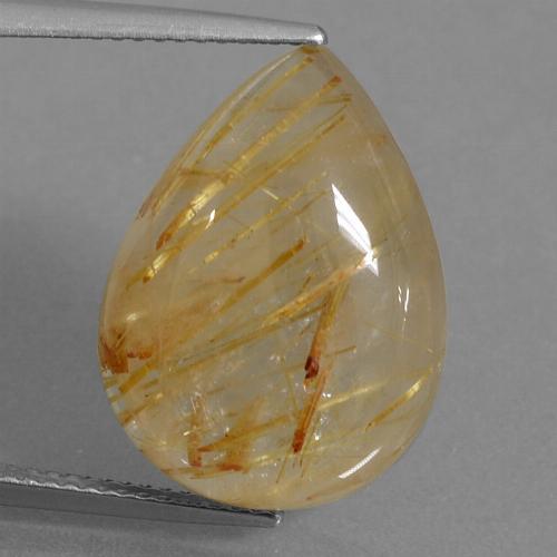 Medium Gold Рутиловый Кварц Камень - 15ct Груша Кабошон (ID: 435388)