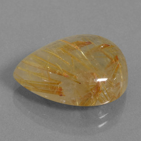 15.00 ct Golden Rutile Quartz Stone, Natural Rutile Quartz in Pear Cabochon Shape for Sale