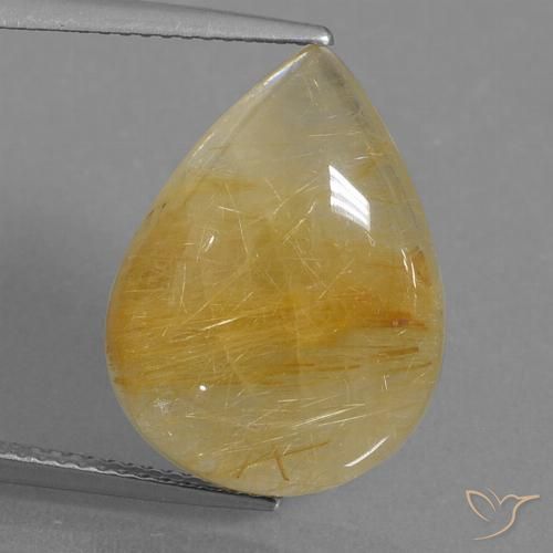 11.51ct Natural Medium Gold Rutile Quartz, Pear Shape, Translucent