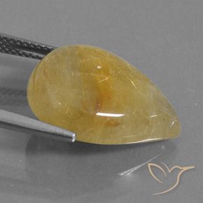 Rutile Quartz Gemstone in 18.9 x 14.1 mm Size for Sale, Rutile Quartz Stone in Medium Gold Color