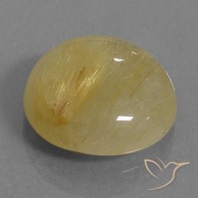 10.27 ct Golden Rutile Quartz Stone, Natural Rutile Quartz in Round Cabochon Shape for Sale