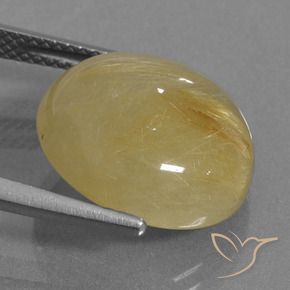 Rutile Quartz Gemstone in 15 mm (calibrated) Size for Sale, Rutile Quartz Stone in Yellowish Gold Color