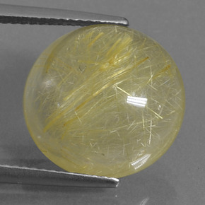 Light Yellow Rutile Quartz Gem - 9.8ct Round Cabochon (ID: 435424)