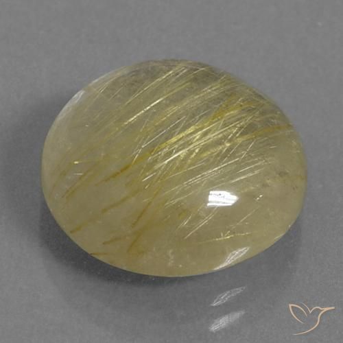 10.86 ct Yellow Rutile Quartz Stone, Natural Rutile Quartz in Round Cabochon Shape for Sale