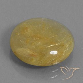 8.58 ct Golden Rutile Quartz Stone, Natural Rutile Quartz in Round Cabochon Shape for Sale