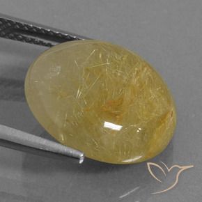 Rutile Quartz Gemstone in 15 mm (calibrated) Size for Sale, Rutile Quartz Stone in Very Light Golden-Brown Color