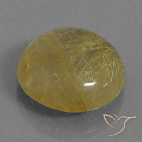 9.34 ct Golden Rutile Quartz Stone, Natural Rutile Quartz in Round Cabochon Shape for Sale