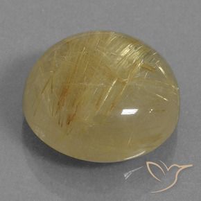 12.19 ct Golden Rutile Quartz Stone, Natural Rutile Quartz in Round Cabochon Shape for Sale