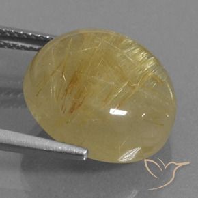 Rutile Quartz Gemstone in 15 mm (calibrated) Size for Sale, Rutile Quartz Stone in Very Light Golden-Brown Color