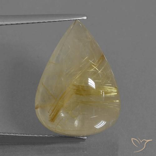 14.96ct Natural Bright Gold Rutile Quartz, Pear Shape, Transparent