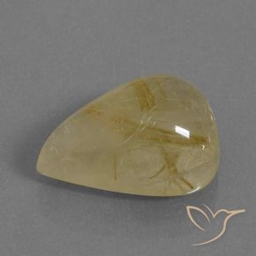 14.96 ct Golden Rutile Quartz Stone, Natural Rutile Quartz in Pear Cabochon Shape for Sale