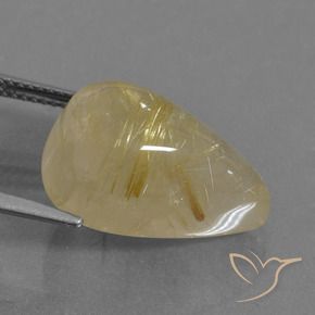 Rutile Quartz Gemstone in 19.1 x 14.1 mm Size for Sale, Rutile Quartz Stone in Bright Gold Color