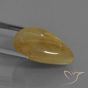 Rutile Quartz Gemstone in 19 x 13.9 mm Size for Sale, Rutile Quartz Stone in Golden-Yellow Color
