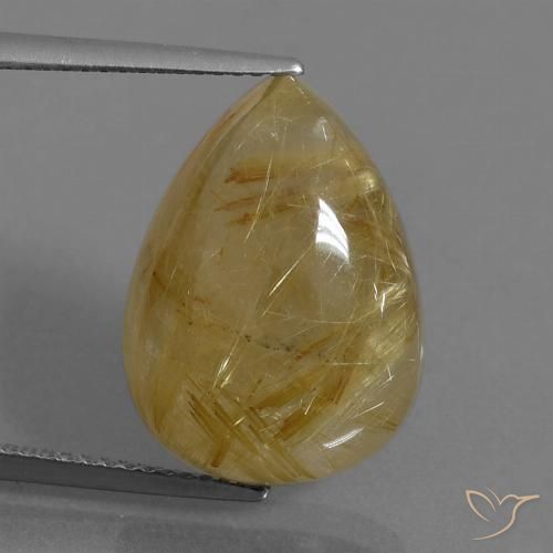 14.43ct Natural Very Light Golden-Brown Rutile Quartz, Pear Shape, Translucent