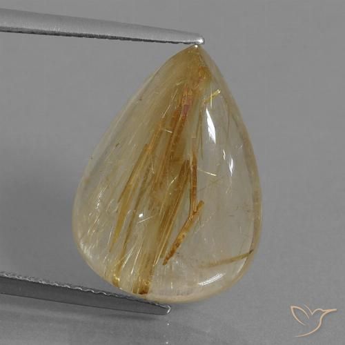 12.39ct Natural Very Light Golden-Brown Rutile Quartz, Pear Shape, Transparent