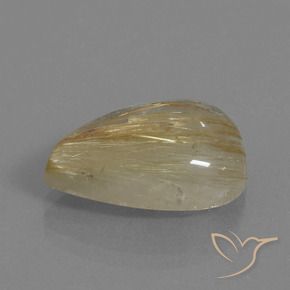 12.39 ct Golden Rutile Quartz Stone, Natural Rutile Quartz in Pear Cabochon Shape for Sale