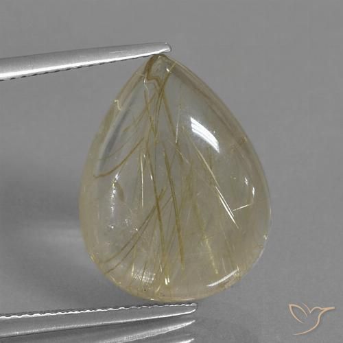 11.83ct Natural Very Light Golden-Brown Rutile Quartz, Pear Shape, Transparent