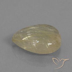 11.83 ct Golden Rutile Quartz Stone, Natural Rutile Quartz in Pear Cabochon Shape for Sale
