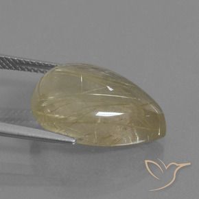 Rutile Quartz Gemstone in 18.4 x 14.2 mm Size for Sale, Rutile Quartz Stone in Very Light Golden-Brown Color