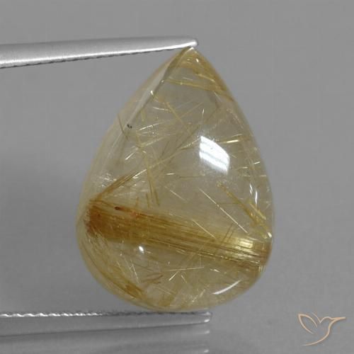 16.60ct Natural Very Light Golden-Brown Rutile Quartz, Pear Shape, Transparent