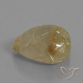 16.60 ct Golden Rutile Quartz Stone, Natural Rutile Quartz in Pear Cabochon Shape for Sale