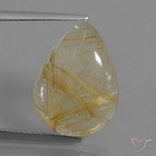 10.98ct Natural Very Light Golden-Brown Rutile Quartz, Pear Shape, Transparent