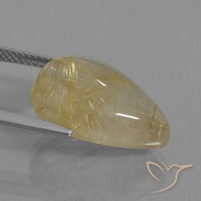 Rutile Quartz Gemstone in 18.8 x 13.8 mm Size for Sale, Rutile Quartz Stone in Very Light Golden-Brown Color