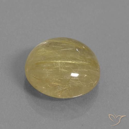 7.13 ct Golden Rutile Quartz Stone, Natural Rutile Quartz in Round Cabochon Shape for Sale