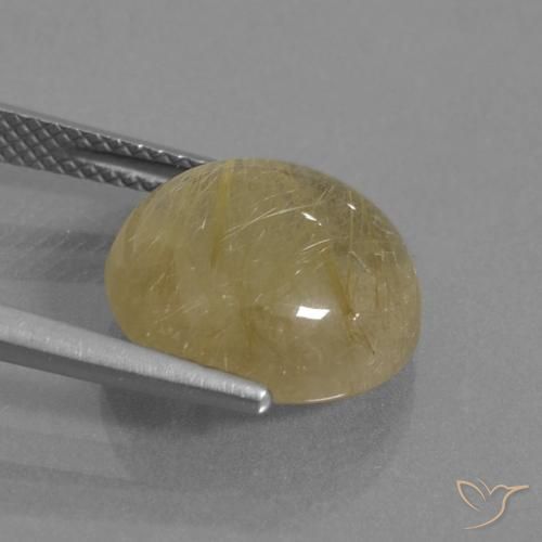 Rutile Quartz Gemstone in 13 mm (calibrated) Size for Sale, Rutile Quartz Stone in Very Light Golden-Brown Color