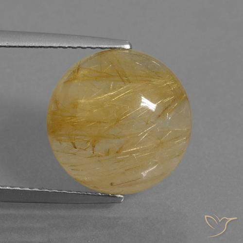 7.98ct Natural Medium Gold Rutile Quartz, Round, Transparent