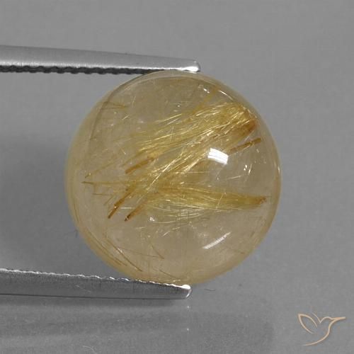 9.61ct Natural Medium Gold Rutile Quartz, Round, Transparent