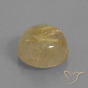 9.61 ct Golden Rutile Quartz Stone, Natural Rutile Quartz in Round Cabochon Shape for Sale