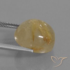 Rutile Quartz Gemstone in 13 mm (calibrated) Size for Sale, Rutile Quartz Stone in Medium Gold Color