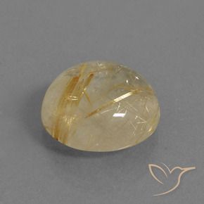 7.79 ct Golden Rutile Quartz Stone, Natural Rutile Quartz in Round Cabochon Shape for Sale