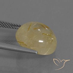 Rutile Quartz Gemstone in 13 mm (calibrated) Size for Sale, Rutile Quartz Stone in Medium Gold Color