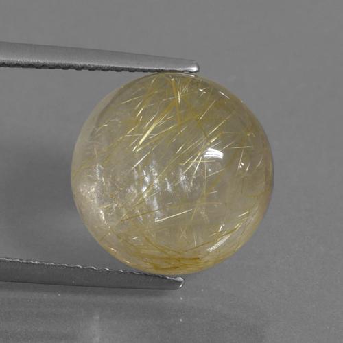 Very Light Golden-Brown Rutile Quartz Gem - 8.4ct Round Cabochon (ID: 435497)