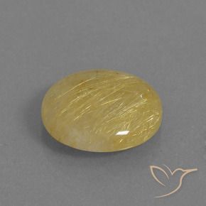 5.28 ct Golden Rutile Quartz Stone, Natural Rutile Quartz in Round Cabochon Shape for Sale