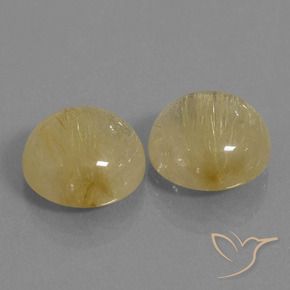 16.70 ctw Golden Rutile Quartz Stones, Natural Rutile Quartz in Round Cabochon Shape for Sale