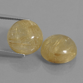 Golden-Yellow Rutile Quartz Gem - 8.6ct Round Cabochon (ID: 435500)