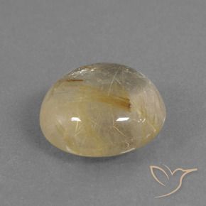 8.76 ct Golden Rutile Quartz Stone, Natural Rutile Quartz in Round Cabochon Shape for Sale