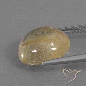Rutile Quartz Gemstone in 14 mm (calibrated) Size for Sale, Rutile Quartz Stone in Golden-Yellow Color