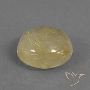 9.58 ct Yellow Rutile Quartz Stone, Natural Rutile Quartz in Round Cabochon Shape for Sale